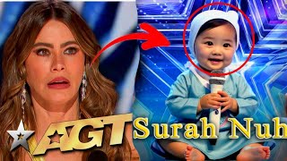 the little girl really beautiful singing on americas got talent  surah waqiah 2024 [upl. by Nyluqcaj942]