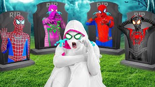 PRO 5 SPIDERMAN Team  BRIDE SPIDER GIRL Fights JOKER to REVENGER for SPIDER MAN LIVE ACTION [upl. by Mariya17]