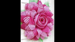 Poly burlap flower with a rose center [upl. by Eirojam]