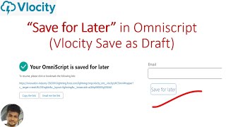 Save for later in Omniscript Save and Resume an Vlocity OmniScript [upl. by Ylelhsa]