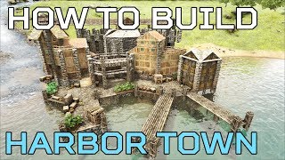 🦄Harbor Town HOW TO BUILD Ragnarok  Ark Survival NO MODS [upl. by Ivz722]