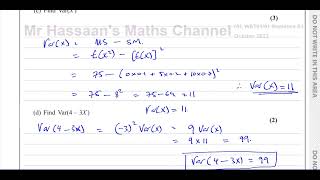 WST0101 Edexcel IAL S1 October 2022 Q7 Discrete Random Variables Cumulative Distribution [upl. by Getter]