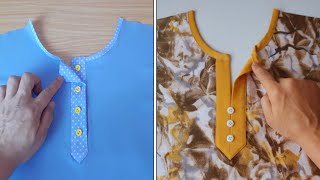 2 Beautiful easy methods of neck cutting and stitching the professional neck design [upl. by Iknarf289]