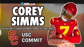 COREY SIMMS IS HEADING TO LA  4⭐️ WR CHOOSES USC OVER MIZZOU PENN STATE 🏈 [upl. by Ellinad]