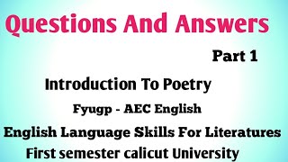 Questions And Answers of Introduction to poetry by Billy Collins Fyugp AEC English for Literatures [upl. by Selby]