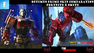 FORTNITE x SMITE  Optimus Prime Skin Comparison Transformers [upl. by Lupien77]