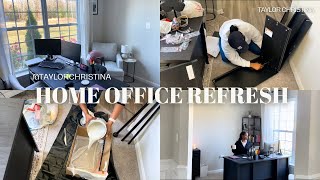 HOME OFFICE REFRESH amp RESET  MOTIVATING CLEANING  SMALL HOME OFFICE INSPO [upl. by Hussar53]