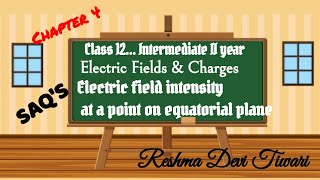 Electric field intensity at point on equatorial planeclass 12 [upl. by Nwhas]