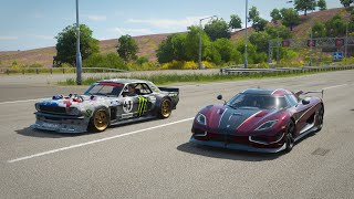 Forza Horizon 4 Drag race Ford Hoonicorn Mustang V2 vs Koenigsegg Agera RS [upl. by Iphagenia]