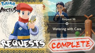 Pokemon Legends Arceus Request 36 Walkthrough quotWatering With Carequot How To Unlock amp Guide [upl. by Llednik]