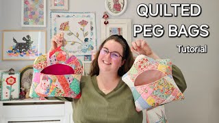 Peg Bags from SCRAP FABRIC Quilt As You Go Crazy Patchwork [upl. by Burrows]