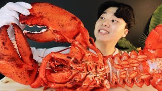 ASMR MUKBANG 대왕 랍스터 5KG 먹방 제일 큰 사이즈  대왕 새우 과 GIANT KING LOBSTER 5KG EATING SOUND عملاق جمبري Tôm [upl. by Hsirehc]