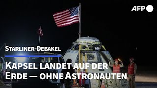 StarlinerRaumkapsel landet sicher auf der Erde  ohne Astronauten  AFP [upl. by Nnylram]