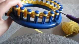 How To Cast on and knit using a circular loom [upl. by Enilraep]