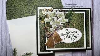 Christmas in July Season of Green amp Gold Double Box Fun Fold Card CreativeStampingwithMargaret [upl. by Amice]