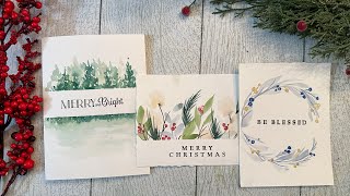 3 Simple Watercolor Holiday Cards Designs Make your own Christmas cards [upl. by Erdnaed959]