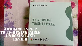 Ambrane type C to Lightning cable iPhone unboxing  rs 199 [upl. by Ettelrahc]