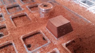 Machining the surface of a bloodwood cherry profile keycap to get a quotNo Sandquot finish [upl. by Ahsinna]