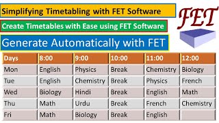 Creating Timetables Automatically with FET Software Tutorial [upl. by Reames414]