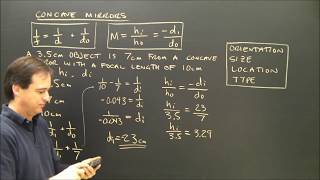 Curved Mirror Calculations Sample Problem Part 2 [upl. by Yecram]