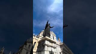 Monument to John Paul II Almudena Cathedral Madrid Spain [upl. by Marlette]