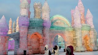 Wettbewerb in China Wer erschafft die schönste Eisskulptur [upl. by Afrika]