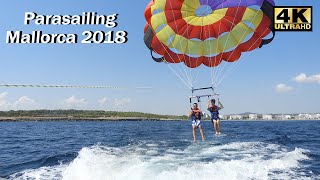 Parasailing Cala Millor Beach  Cala Millor Mallorca Spain 20184Ktravel mallorca spain 4k [upl. by Palocz]