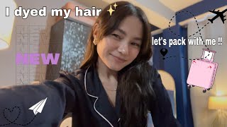 I dyed my hair black 🖤 Let’s pack with me 👜🧳 [upl. by Peacock]