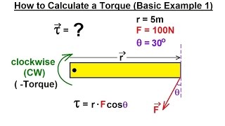 Physics 15 Torque Fundamentals 7 of 13 How to Calculate a Torque Basic Example 1 [upl. by Ahter]