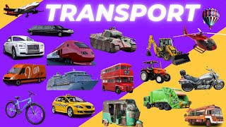 Transport Names Vehicles Name  Mode of Transport  Transportation Vocabulary for kids [upl. by Leeth679]