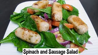 SPINACH SAUSAGE SALAD  Spinach Salad Recipe For Weight Loss  Healthy Protein Salad  Diet Salad [upl. by Edana]