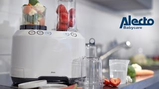 Alecto Foodprocessor Baby BFP88 Stomen Blenden Steriliseren Flessen warmen [upl. by Esinev]