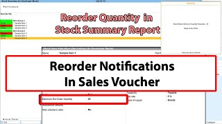 Reorder Notifications In Sales Entry [upl. by Nileve]