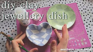 DIY aesthetic airdry clay trinket trays  room decor [upl. by Diahann]