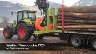 Westtech Woodcracker L920  auf Gögl Rungenanhänger [upl. by Cid717]