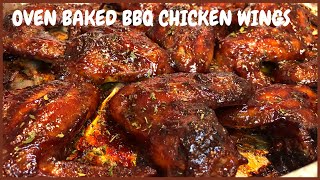 Easy Oven Baked BBQ Chicken Wings  Baked Chicken Recipe [upl. by Hairahcez895]