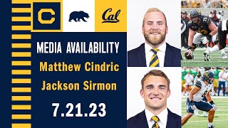 Cal Football Pac12 Football Media Day Matthew CindricJackson Sirmon Press Conference 72123 [upl. by Asel86]