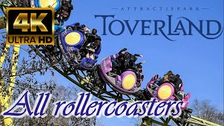 All rollercoasters Attractiepark Toverland 2022 Onride 4K [upl. by Kampmeier]