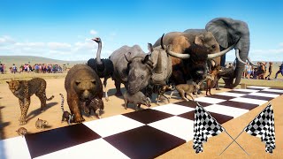 Smallest Animals VS Biggest Animals Race in Planet Zoo included Elephant Rhino Tapir amp Racoon [upl. by Aggappora]