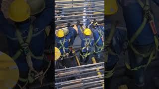 Crossbeam rebar installation bridgeconstruction construction moktv 2024 bridge pylon [upl. by Narad8]