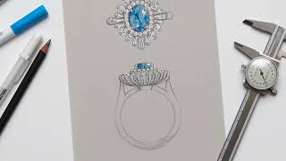 Stunning aquamarine and diamond jewelry design [upl. by Iliram]