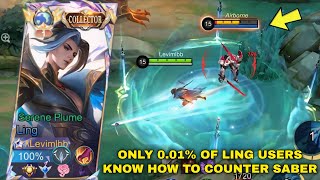 ONLY 001 OF LING USERS KNOW HOW TO COUNTER SABER USING LING MUST WATCH  Mobile Legends [upl. by Ledah]