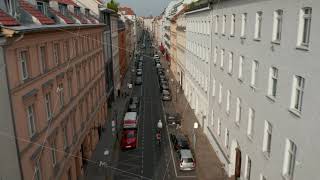 Forwards tracking shot of cyclists riding on bike highway in Linienstrasse street where cyclists [upl. by Einalem]