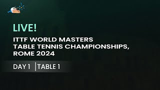 LIVE  T1  Day 1  ITTF World Masters Championships Rome 2024 [upl. by Peace287]