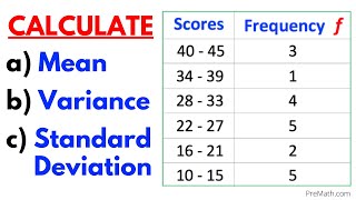 Find the Mean Variance amp Standard Deviation of Frequency Grouped Data Table StepbyStep Tutorial [upl. by Venita]