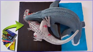 MOSASAURUS vs INDOMINUS REX WITH CLAYPLASTILINA Jurassic World [upl. by Corneille]