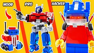 LEGO TRANSFORMERS I Build Optimus Prime Noob  Pro  Hacker Levels  FUNZ Bricks [upl. by Raskind]