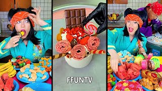 Ice cream challenge Valentines cake vs watermelon mukbang [upl. by Trescha]