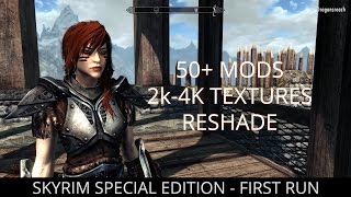 FIRST RUN  Skyrim Special Edition Modded 50 Mods 2k4k textures  Reshade [upl. by Keven]