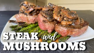 Steak and Mushrooms on the Griddle Camp Chef Steak [upl. by Romona]